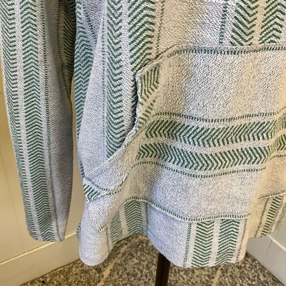 Brooklyn Cloth Company Men’s Medium Grey Striped Baja Surf Hoodie Sweatshirt - Picture 2 of 15